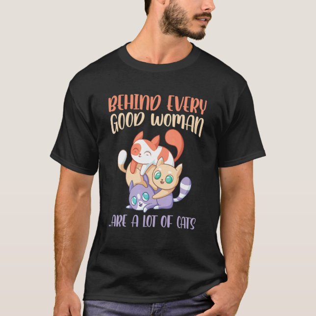 Frau und Katze T-Shirt (Vorderseite)