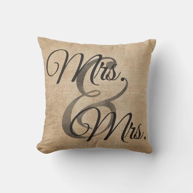 Frau und lesbische Hochzeit Frau-Burlap Kissen (Vorderseite)