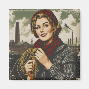 Frau und Linie Vintage Magnet