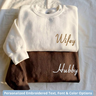 Frau und Mann Moderne Schrift Neues Ehepaar Hoch Besticktes Sweatshirt
