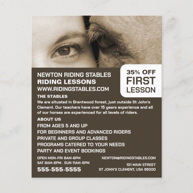 Frau und Pferd, Reitlehrerin, Akademie Flyer (Vorne)