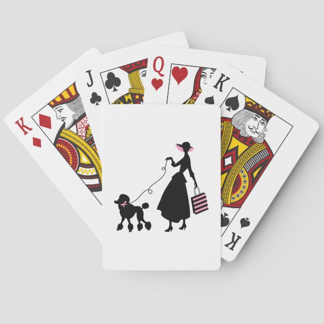 Frau und Poodle Spielkarten (Rückseite)
