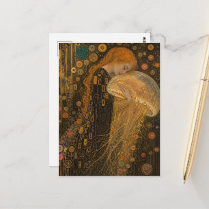 Frau und Quallen Faux Klimt Postkarte