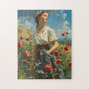 Frau und Rosen Vintage