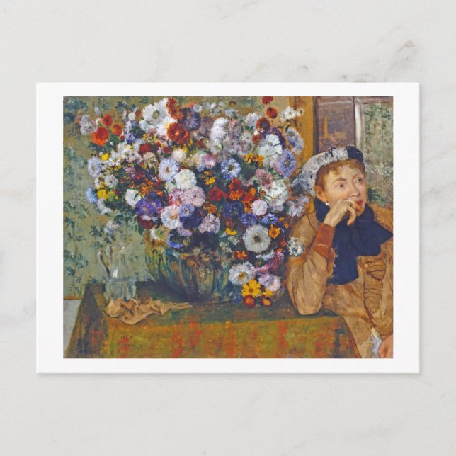 Frau und Vase der Blume, Edgar Degas Postkarte (Vorderseite)