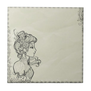 Frau Vintage-Bild Fliese