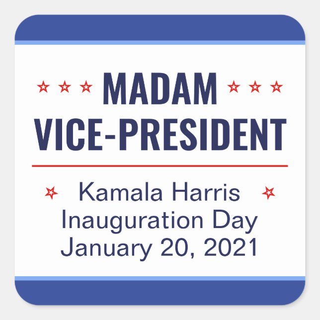 Frau Vizepräsidentin Kamala Harris Einweihung Quadratischer Aufkleber (Vorderseite)