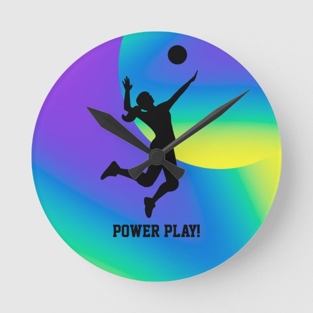 Frau Volleyball Player Beach Volleyball Runde Wanduhr (Vorderseite)