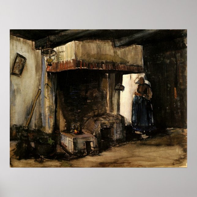 Frau von einem Hearth von Vincent van Gogh Poster (Vorne)