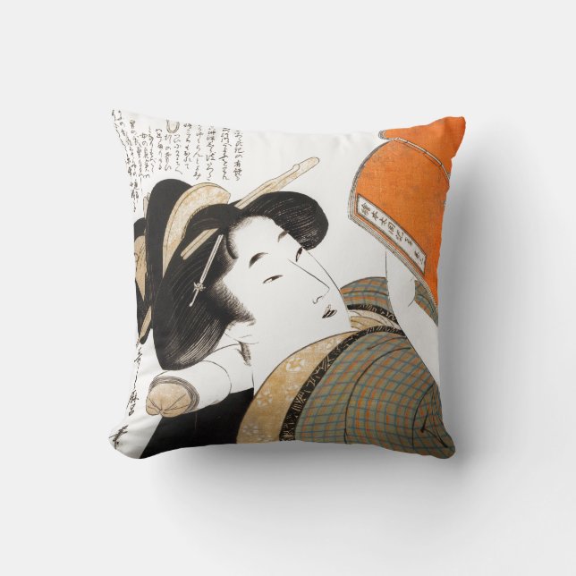 Frau von Utamaro lesen Kissen (Vorderseite)
