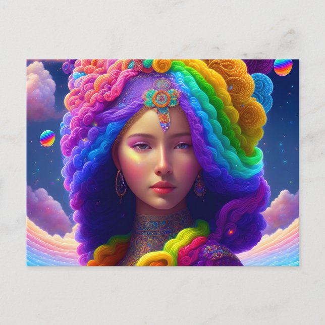 Frau von vielen Farben Fantasie AI Generated Art Postkarte (Vorderseite)