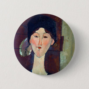 Frau vor der Tür von Amedeo Modigliani Button