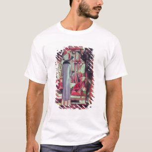 Frau vor einem großen beleuchteten Fenster T-Shirt