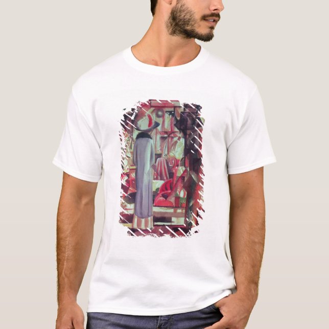 Frau vor einem großen beleuchteten Fenster T-Shirt (Vorderseite)