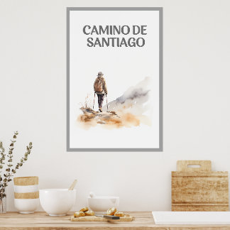 Frau Wandern im Camino de Santiago Poster