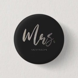 Frau Wedding Silver Glitzer Handwritting Custom Button