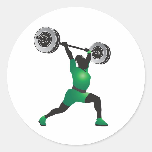 Frau Weightlift Runder Aufkleber (Vorderseite)