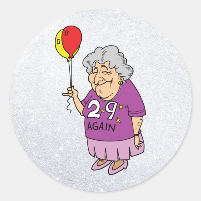 Frau zum 29. Geburtstag Runder Aufkleber (Vorderseite)