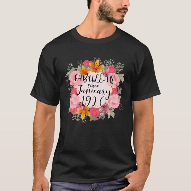 Frauen 102 Jahr Altes, fabelhaftes Glück Januar 19 T-Shirt (Vorderseite)