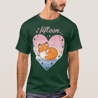 Frauen 15 Jahre alter Niedlicher Fox Geburtstagski T-Shirt