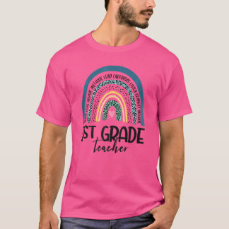 Frauen 1. Klasse Lehrer Leopard Rainbow Zurück T-Shirt