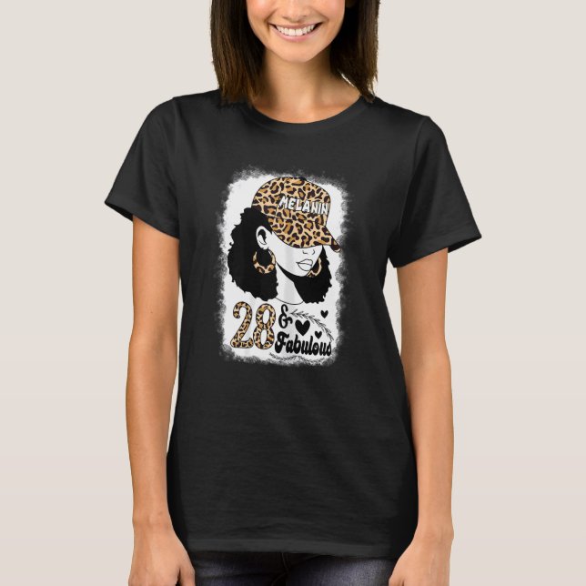 Frauen 28 Jahre alt Fabelous Messy Bun Afro Leopar T-Shirt (Vorderseite)