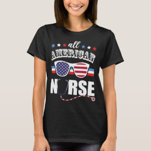 Frauen 4. Juli 2022 All American Nurse Patrioti T-Shirt
