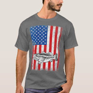 Frauen 4. Juli Patriotic Bass Fishing American T-Shirt
