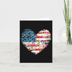 Frauen 4. Juli-Shirt Amerikanische Flagge Floral H Karte