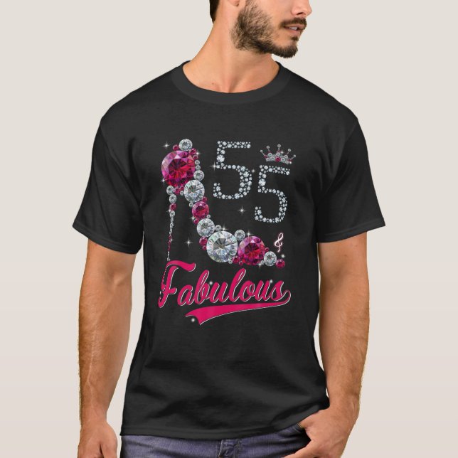Frauen 55 und fabelhafte High Heels glücklich 55.  T-Shirt (Vorderseite)