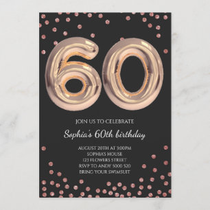 Frauen 60. Geburtstag 60 Rose Gold Einladung