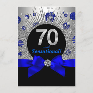 Frauen 70. Geburtstagsparty Royal Blue and Silver Einladung