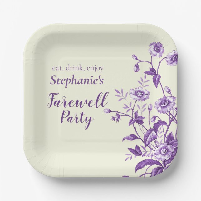 Frauen Abschied Party Lavendel Wildblume Pappteller (Vorderseite)