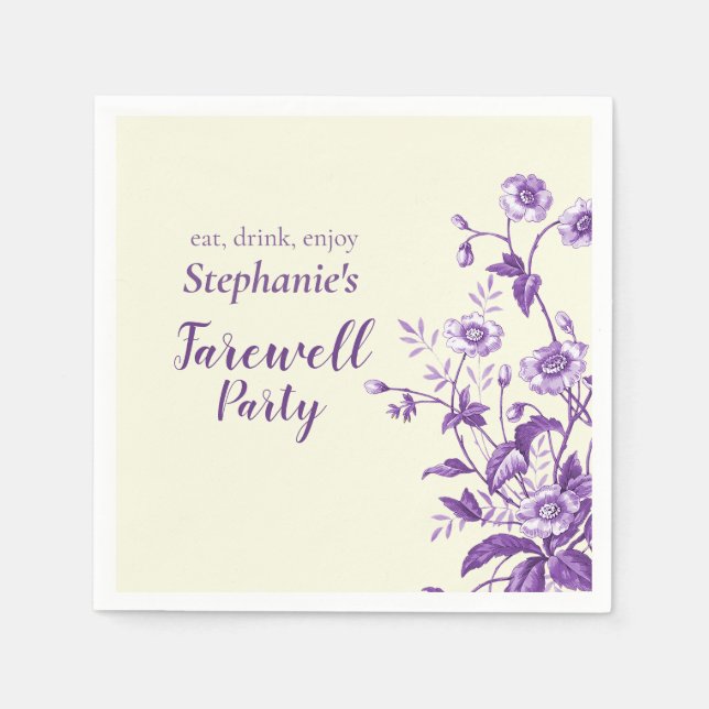 Frauen Abschied Party Lavendel Wildblume Serviette (Vorderseite)