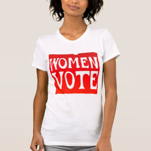 Frauen-Abstimmung - rasendes Rot T-Shirt