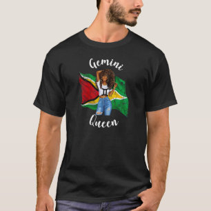 Frauen Afro Gemini Königin aus Guyana Zodiac Birth T-Shirt