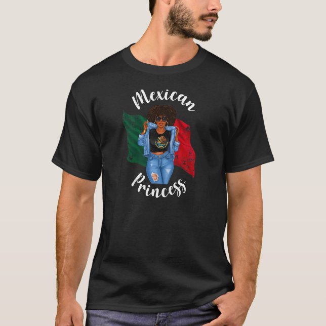 Frauen Afro mexikanische Prinzessin Mexiko Flaggen T-Shirt (Vorderseite)
