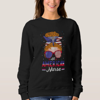 Frauen All American Nurse USA-Flagge 4. Juli Mes Sweatshirt