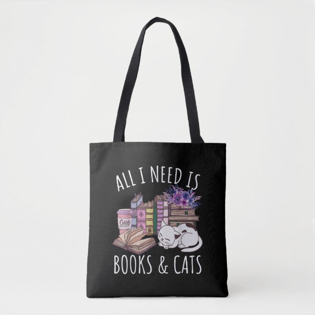 Frauen Alles, was ich brauche, sind Bücher und Kat Tasche (Vorderseite)