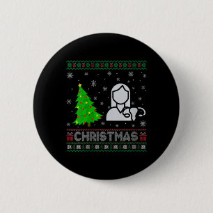 Frauen als Nurse Weihnachtsbaum leuchten hässlich Button