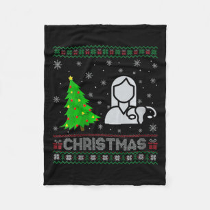 Frauen als Nurse Weihnachtsbaum leuchten hässlich  Fleecedecke