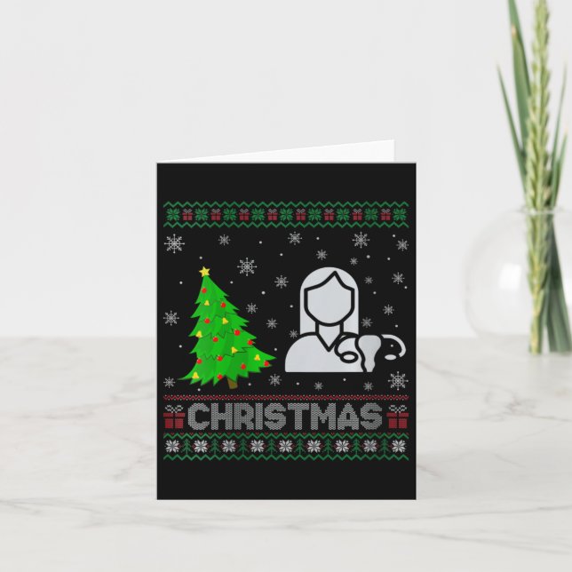 Frauen als Nurse Weihnachtsbaum leuchten hässlich  Karte (Vorderseite)