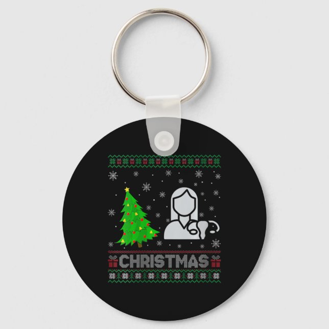 Frauen als Nurse Weihnachtsbaum leuchten hässlich  Schlüsselanhänger (Vorderseite)