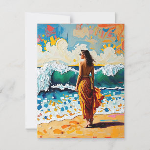 Frauen am Strand Abstrakte Kunst am Meer Postkarte