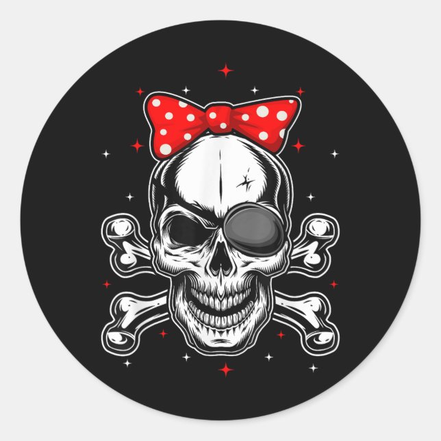 Frauen & Amp; Niedliche Piratenknochen Runder Aufkleber (Vorderseite)