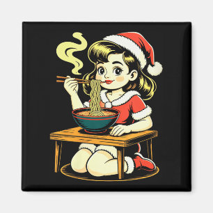 Frauen Anime Ramen Weihnachten Kawaii Santa Mädche Magnet