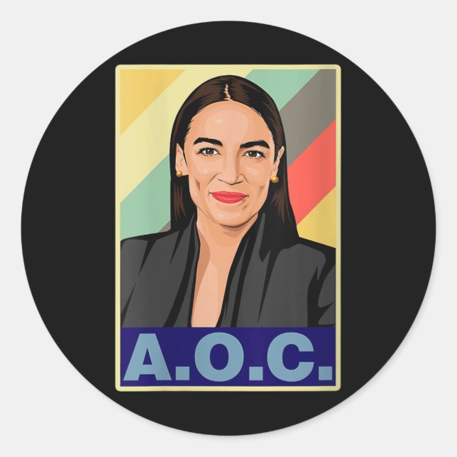 Frauen Aoc Alexandria Ocasio-cortez First Female P Runder Aufkleber (Vorderseite)