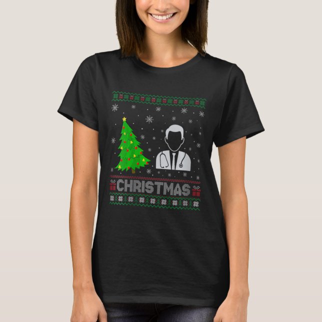 Frauen Ärztin Weihnachtsbaum Lighting Ugly Weihnac T-Shirt (Vorderseite)