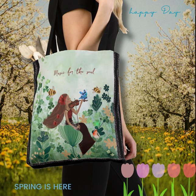 Frauen auf der Wiese spielen Geige Tasche (Women in meadow playing a violin tote bag)