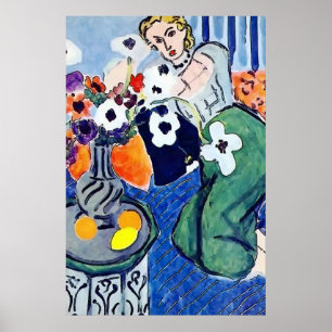 Frauen auf Handy Abstrakt, Matisse-Stil Poster